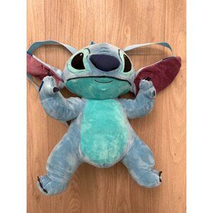 Disney Stitch Plush Backpack With Adjustable Straps & Zipper Closure For Kids